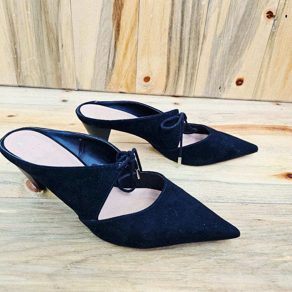 Zara Pointed Toe Tie Front Mules
